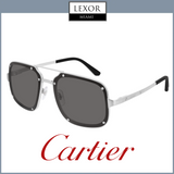 A pair of Cartier CT0194S 001 58 Unisex Sunglasses from Cartier Sunglasses is shown on a white background, with Luxor Miami branding at the top and "Cartier" in red script at the bottom.
