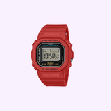 Introducing the CASIO G-Shock Watch nano SERIE 5600 by G-Shock Watches—a striking red digital wristwatch featuring a rectangular display showing the time 10:58:50, set against a light purple background. This bold design channels the iconic style of a classic G-SHOCK in a compact, miniature form—perfect for enthusiasts seeking timeless flair in a smaller size.