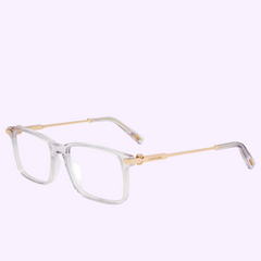 Chopard Optical VCH437 5606S8 eyeglasses featuring a clear rectangular frame with slender gold-tone metal temples.