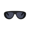 Celine Sunglasses CL403540 U 5701V featuring a black mask-shape with a thick, continuous frame, dark grey lenses, and the signature Triomphe stamp.