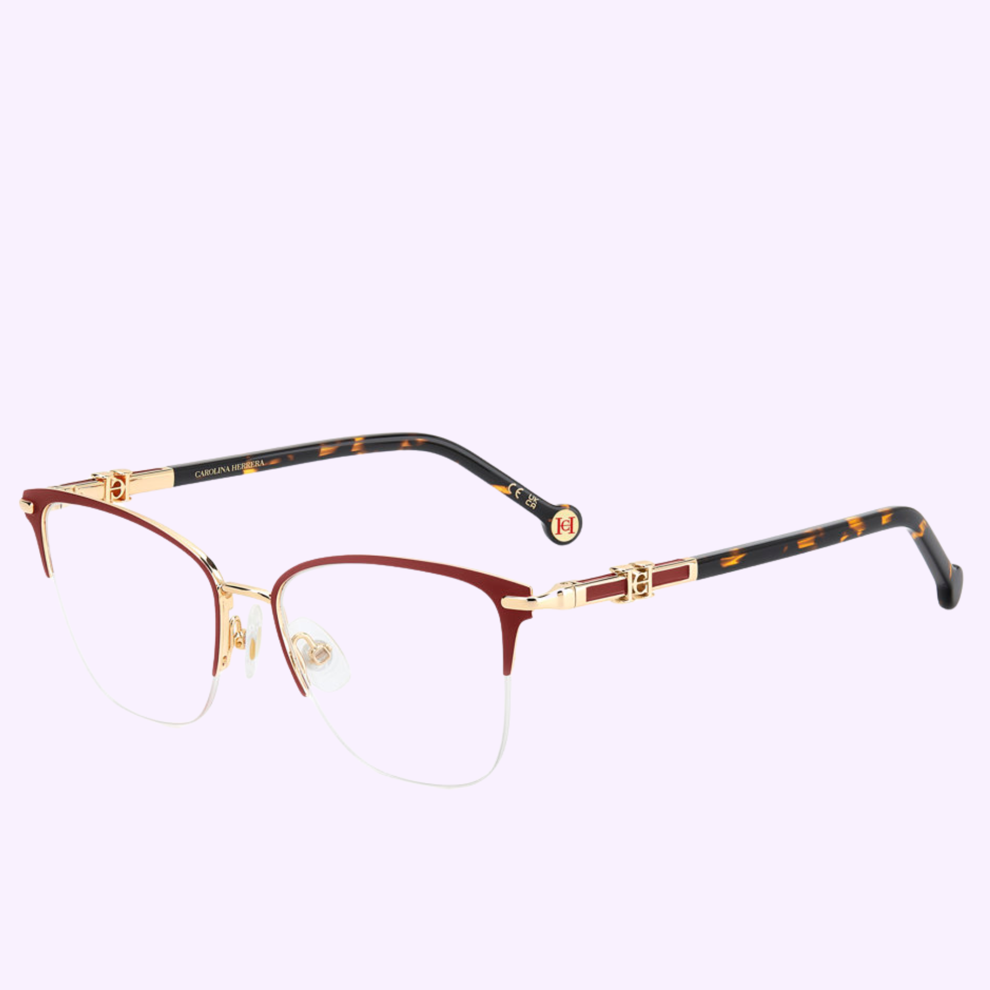 Angle View Carolina Herrera Optical Frames HER 0384 6K3 BURG