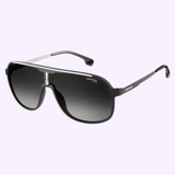 Carrera Sunglasses CA GLORY II (UPC 762753988959) is a black aviator model with dark lenses and the Carrera logo on the frame. The LEXOR MIAMI and CARRERA Eyewear since 1956 logos are shown above and below the sunglasses.