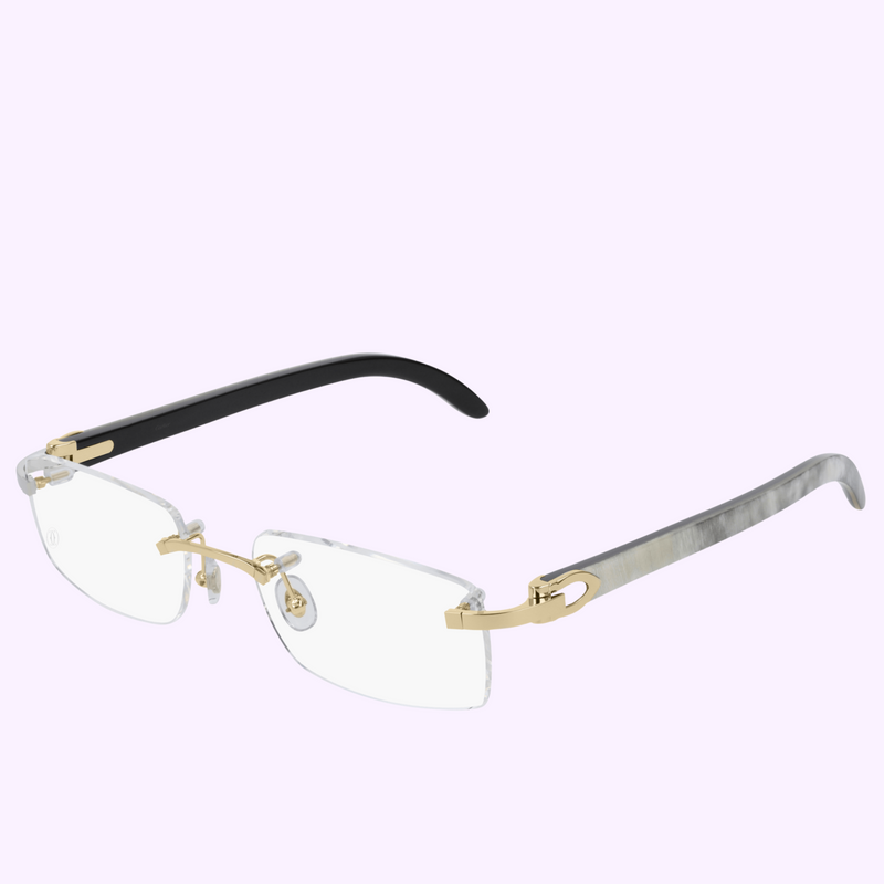 Cartier CT0046O 001 53 buffalo horn and metal rimless optical frame at Lexor Miami