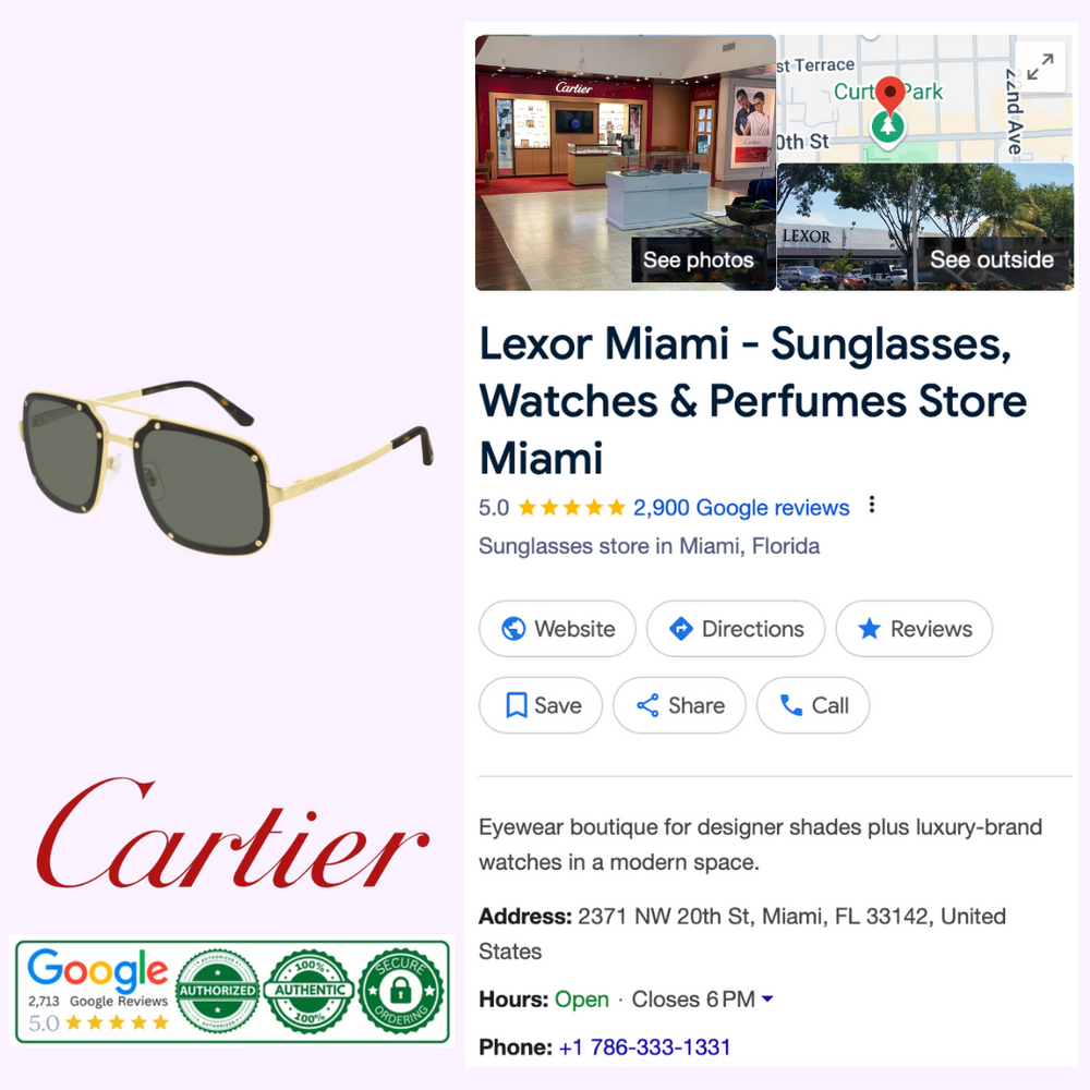 Cartier CT0194S 002 58 Sunglasses Unisex – Lexor Miami