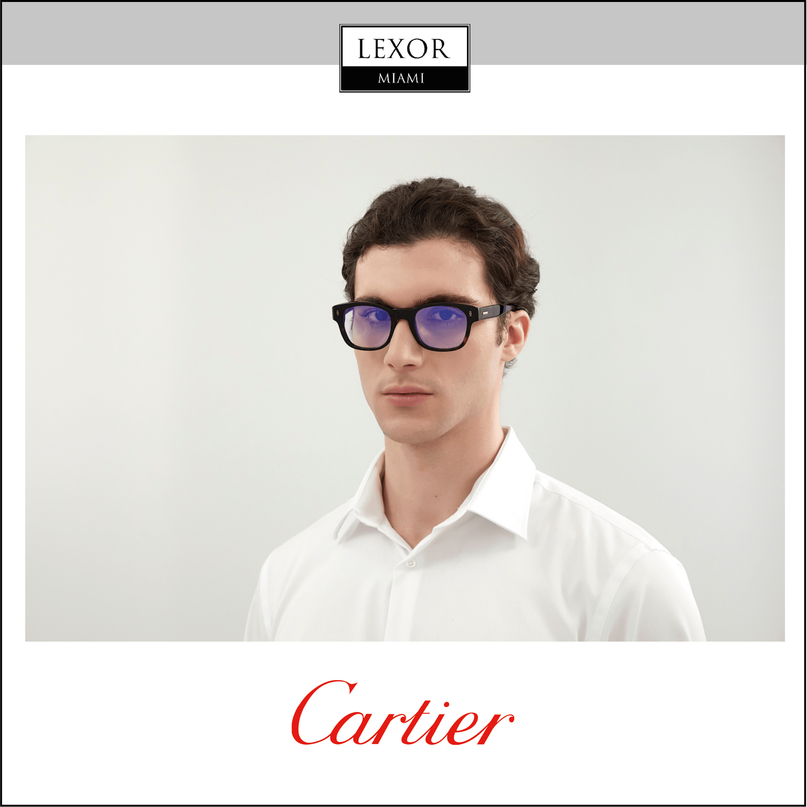 Cartier フォトフレーム Cartier CT0040RS 001 Gold Blue Sunglasses - eye-oo.com