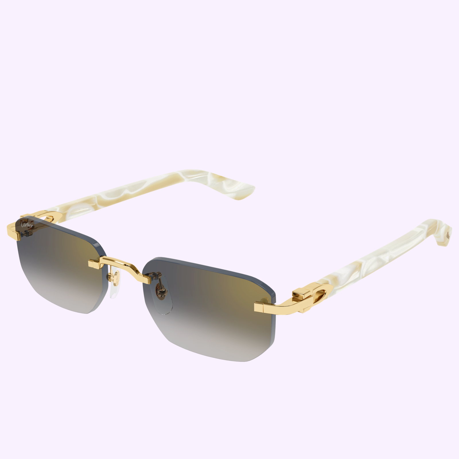 Cartier CT0622S-004 53 Gold Ivory Sunglasses Rimless Men