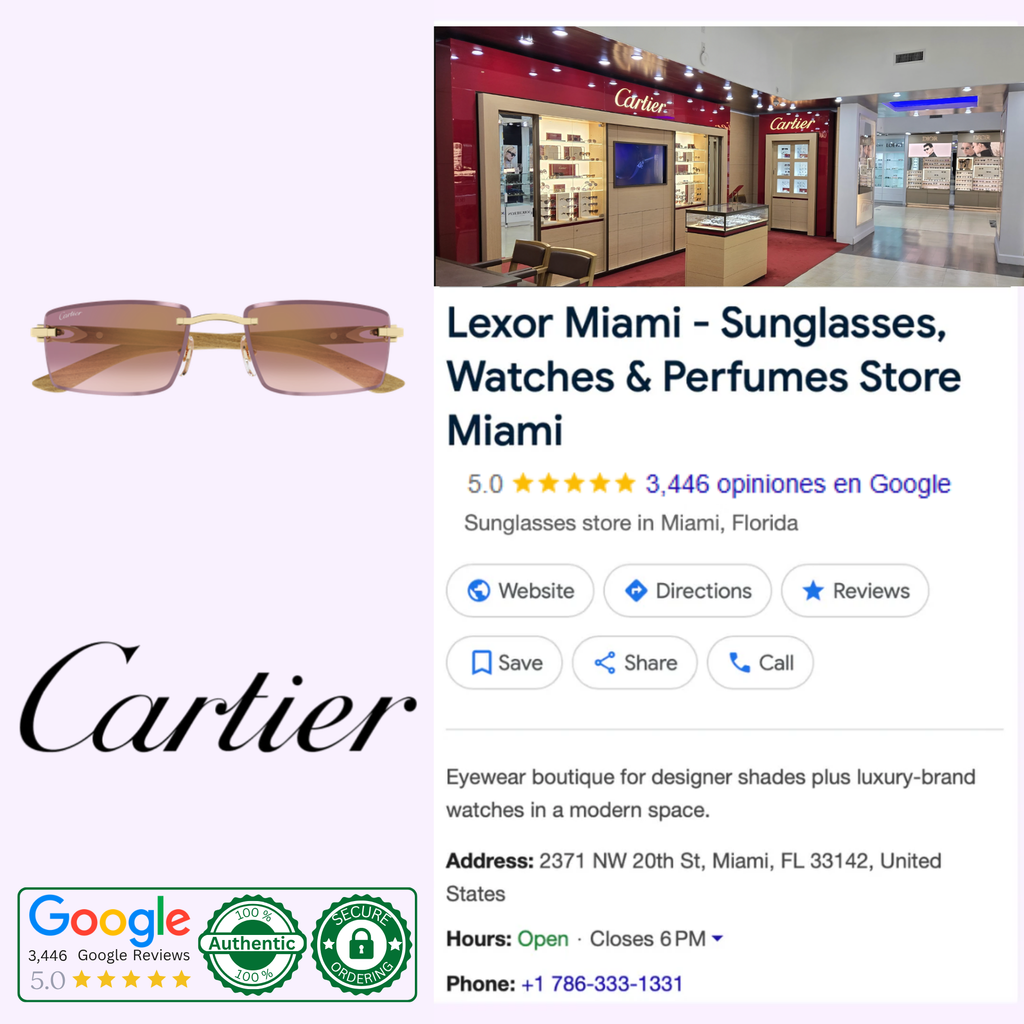 Cartier CT0582S-002 56 men's sunglasses, rimless gold-tone metal with burgundy wood temples, additional view
