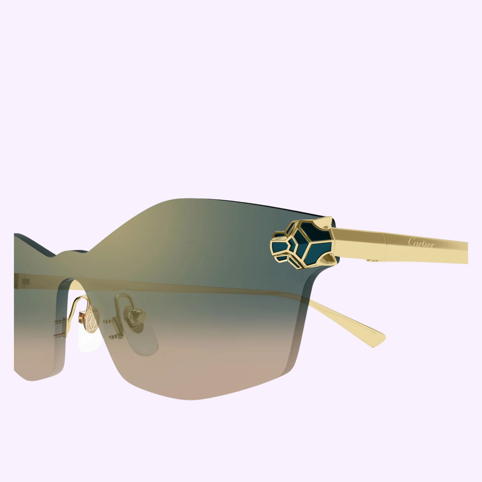 Cartier CT0678S-002 99 gold-tone shield sunglasses front view