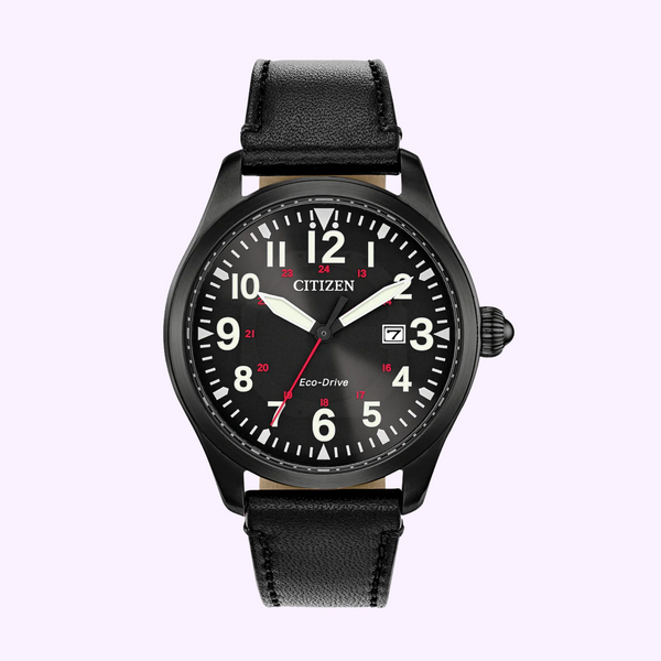 Citizen BM6835-15E Garrison Eco-Drive Black Leather Strap Men Watches