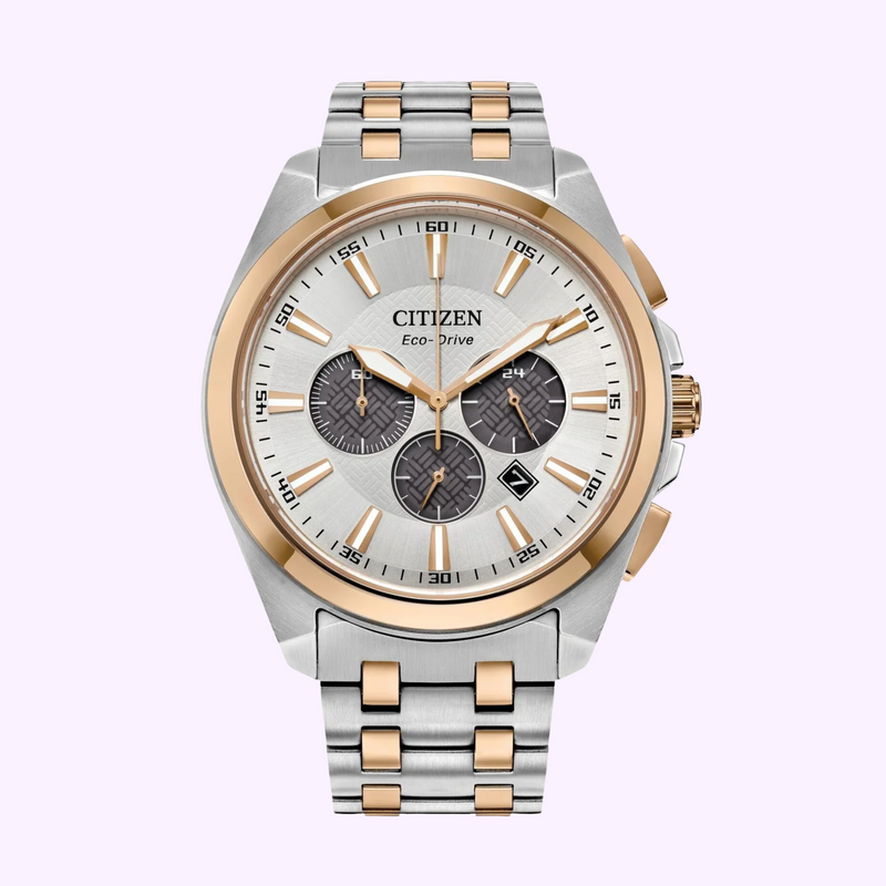 Citizen CA4516-59A Men ECO WR100 SS Bracelet Rose-Gold Silver
