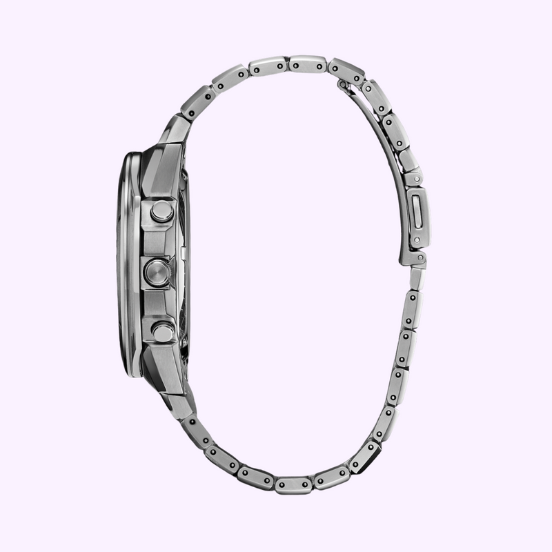 Reloj Citizen CA7050-57H Super Titanium Armor Eco-Drive con correa de acero inoxidable plateada para hombre