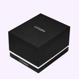 Black square Citizen Watches TSUYOSA 60 NK0022-50A watch box with the brand name printed on the lid and side.