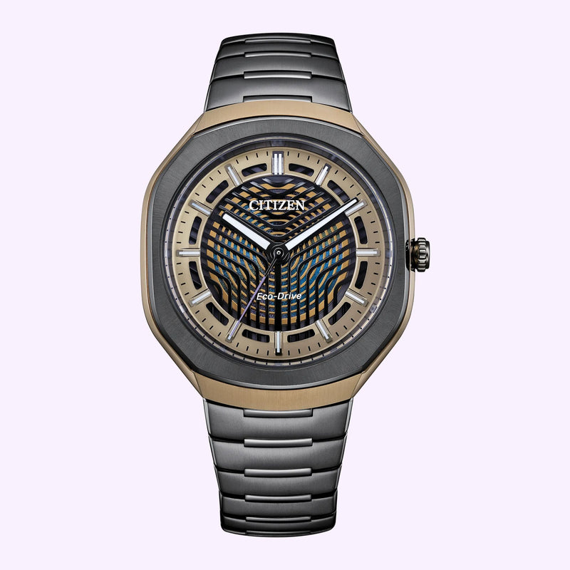 Citizen Eco-Drive Photon BJ6569-59X structural ink black dial, front view