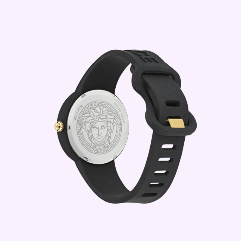 Women\'s Swiss Medusa Pop Black Silicone Strap Watch Versace Medusa Pop Swiss Quartz Black Silicone Watch, 39mm  main image 2