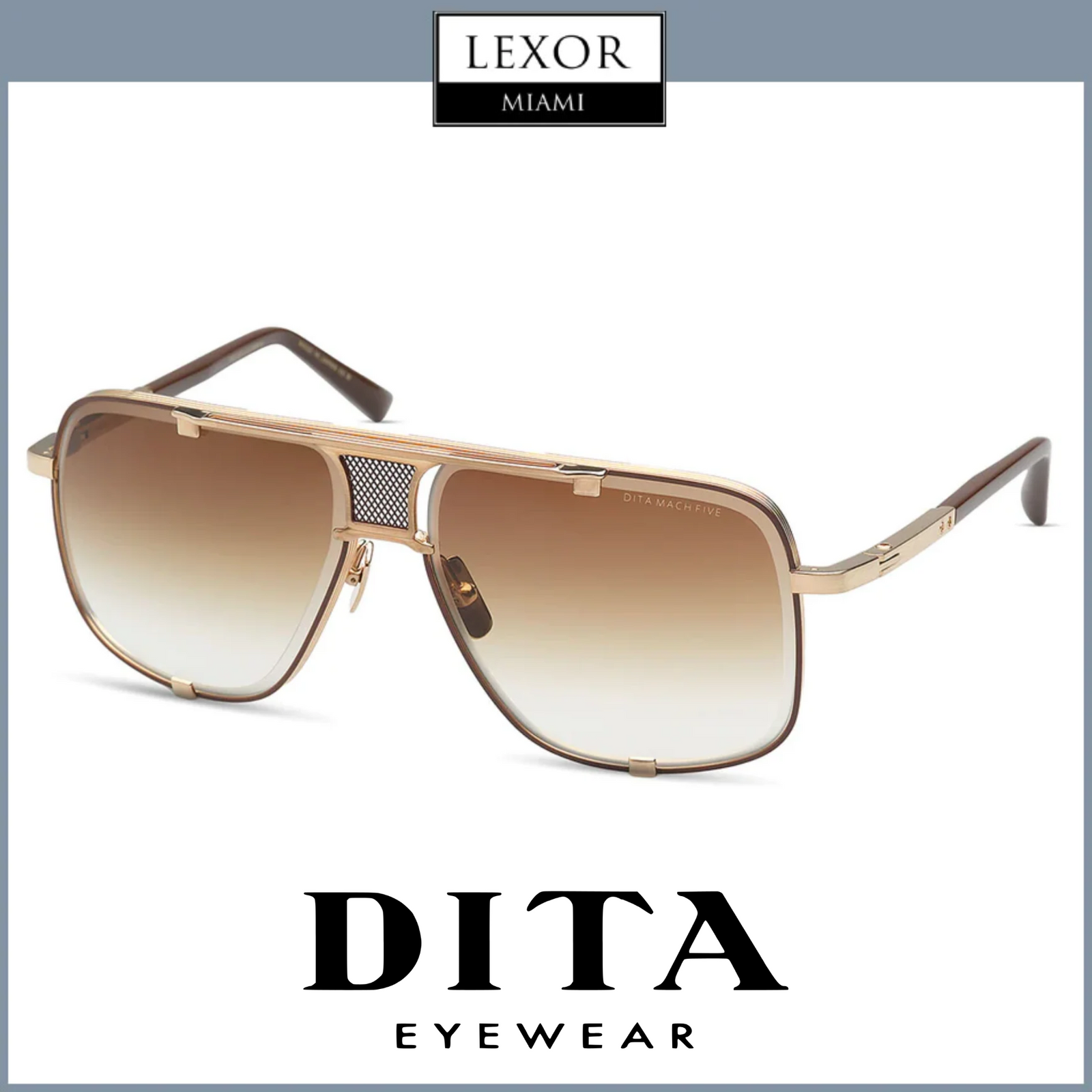 Dita DRX 2087 I GLD BRN 64 Unisex Sunglasses Lexor Miami