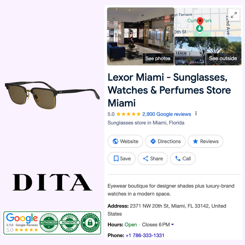 Dita DRX-2076-A-BLK-GLD-54 Aristocrat Unisex Sunglasses
