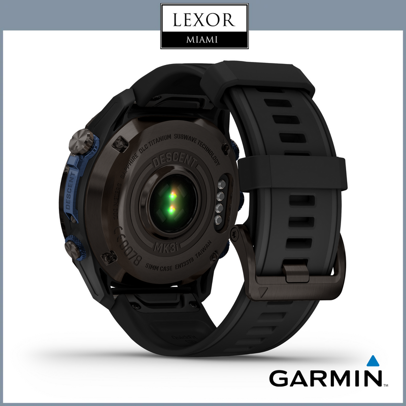 Garmin Descent™ Mk3i – 51 mm, Carbon Gray DLC Titanium com pulseira de silicone preta 010-02752-10 Relógios UPC 753759332891