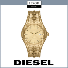 A Diesel Watches DZ2186 gold wristwatch (UPC: 698615149476) with a metal band is centered on a white background. "LEXOR MIAMI" is displayed at the top, and "DIESEL WATCHES" appears in bold black letters at the bottom.