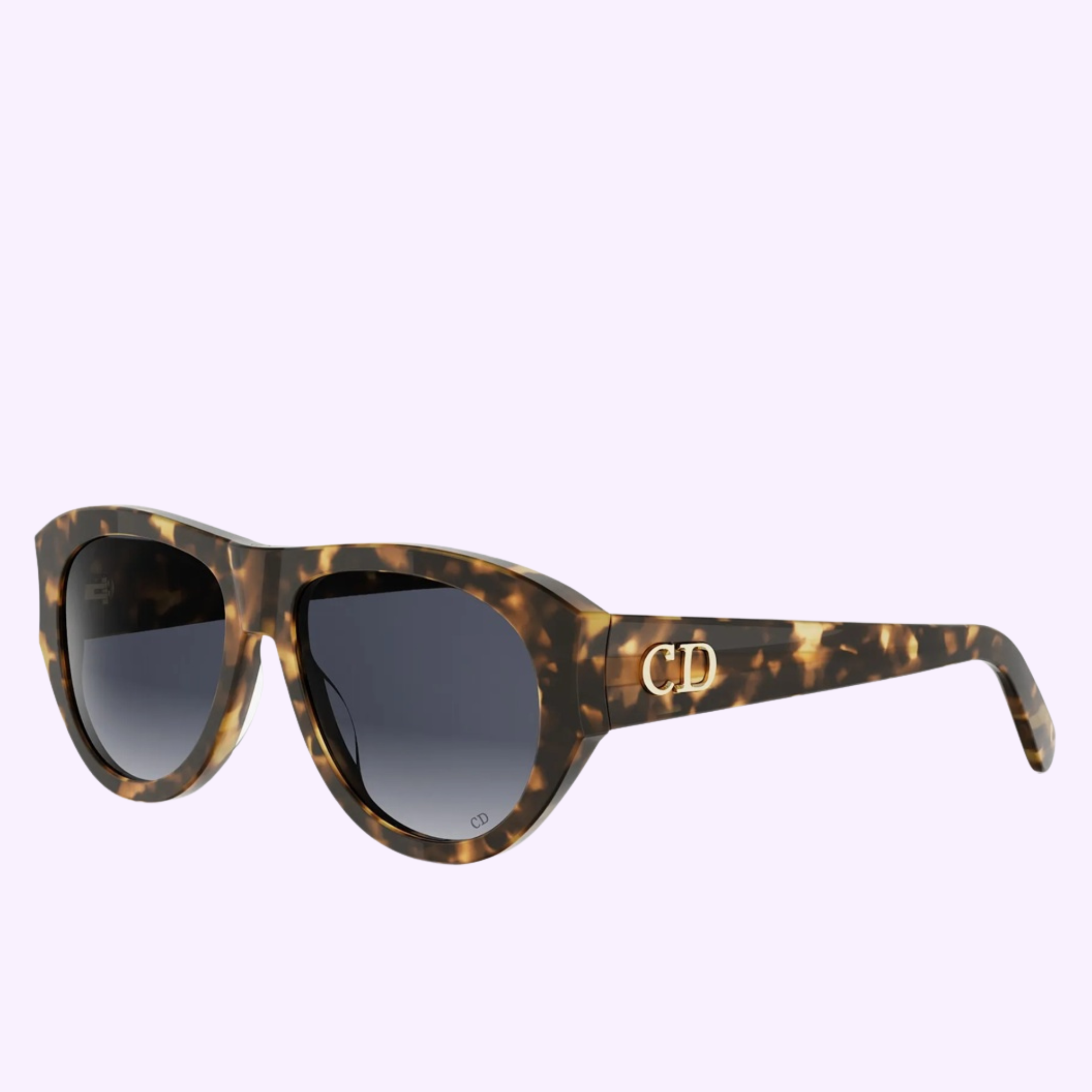 Angle View Dior Sunglasses DIORGLOW A1I 26B1 Brown Tortoiseshell-Effect Pilot 