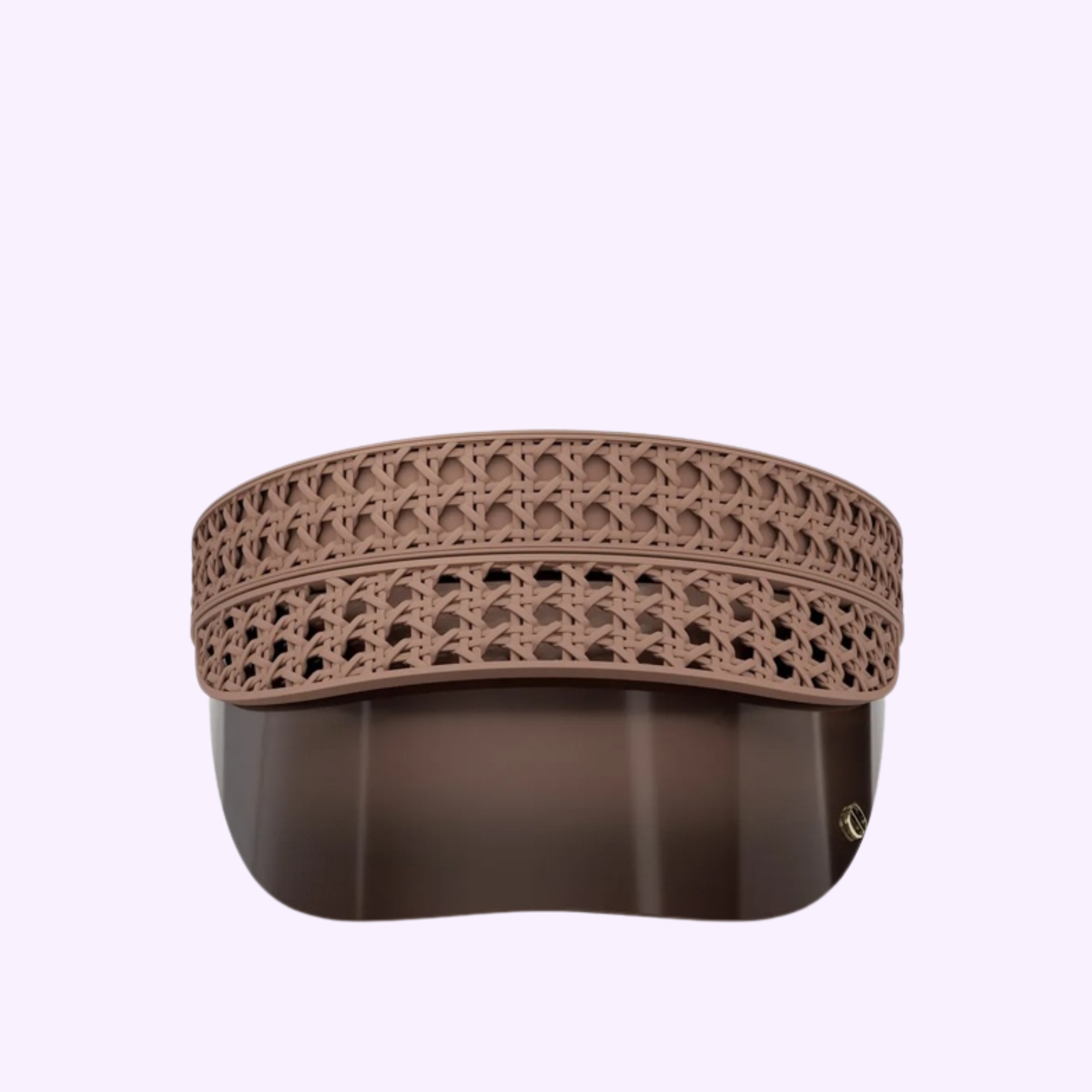 The Dior Sunglasses VERYDIOR V1U CD40194U 0073G feature an intricate brown woven lattice design and a dark tinted brim, echoing classic Dior style, photographed against a plain light background.
