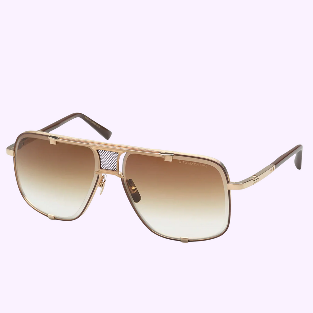 DITA MACH-FIVE DRX-2087-I gold sunglasses with brown gradient lenses and double bridge
