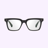 Black rectangular eyeglasses with clear lenses, displayed front-facing against a light purple background. The Dita Optical Frames SEQUOIA DTX757-A-03 by Dita Sunglasses blend contemporary style with classic sophistication, drawing inspiration from the serene beauty of Sequoia National Park.