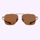 Dita Sunglasses DLS419-A-01 LSA-419 gold titanium aviator sunglasses featuring brown lenses and a double bridge.