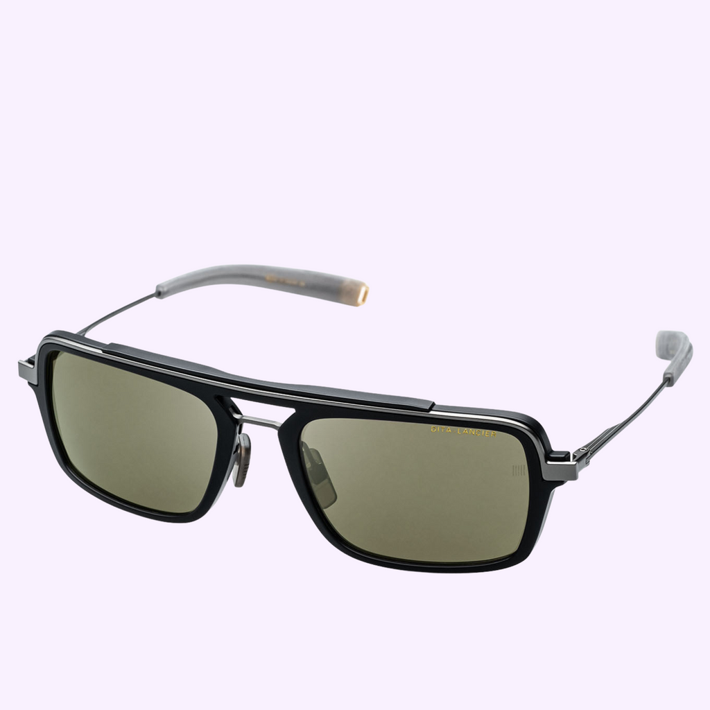 DITA LSA-404 DLS404-56-02RO rectangular sunglasses with Air Green lenses
