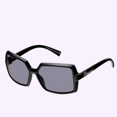 Black oversized square sunglasses with thick frames and dark lenses, showcased on a light background. The Dsquared DQ0014 01A 59 Women Sunglasses from Dsquared Sunglasses blend bold design with statement-making style.