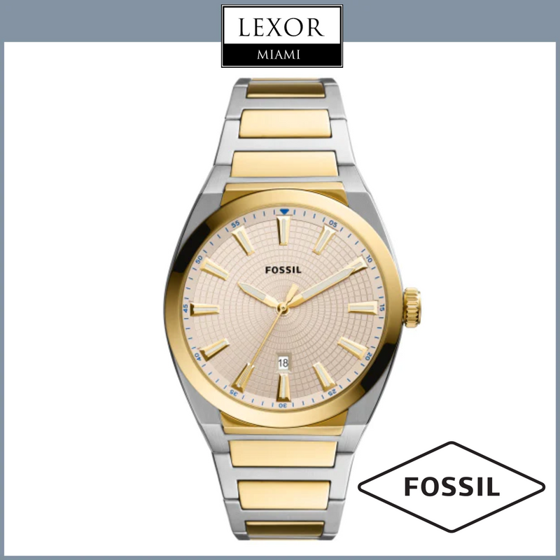 Reloj Fossil FS5823 Everett con correa de acero inoxidable de 2 tonos y 3 manecillas para hombre