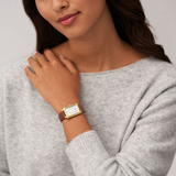Fossil ES5307 RAQUEL Stainless Steel Brown Leather Gold Watch