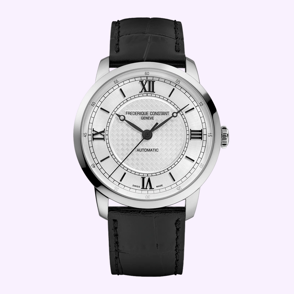 Frederique Constant Classics Premiere FC-301S3B6 with silver-tone dial and black leather strap