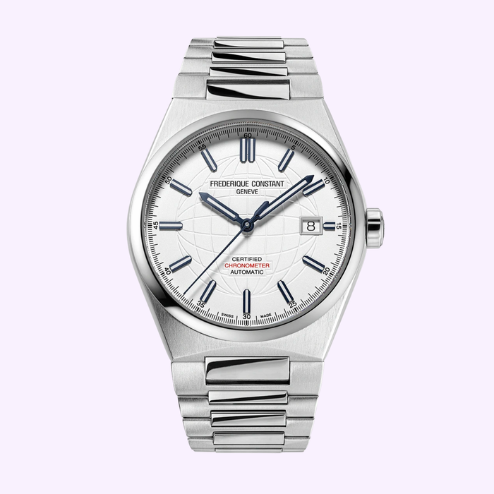 Frederique Constant FC-303S3NH26B watch displayed beside a Google Business listing for Lexor Miami with reviews and business hours