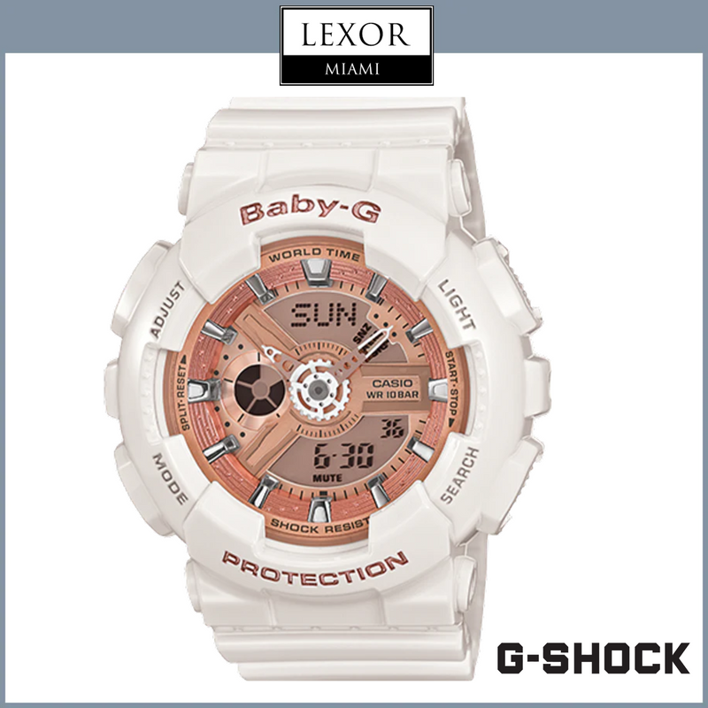 G-Shock BA110-7A1 Baby-G Analog Digital White Resin Strap Women Watches