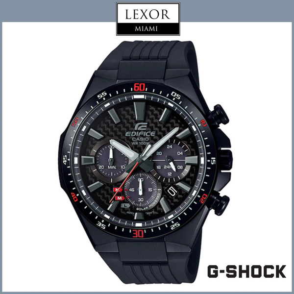 G-Shock EQS800CPB-1AV Edifice Solar Chronograph Black Silicone Strap Men Watches