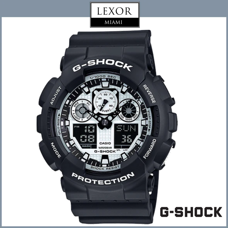 Relógios masculinos analógicos digitais G-Shock GA-100BW-1A com pulseira de resina preta