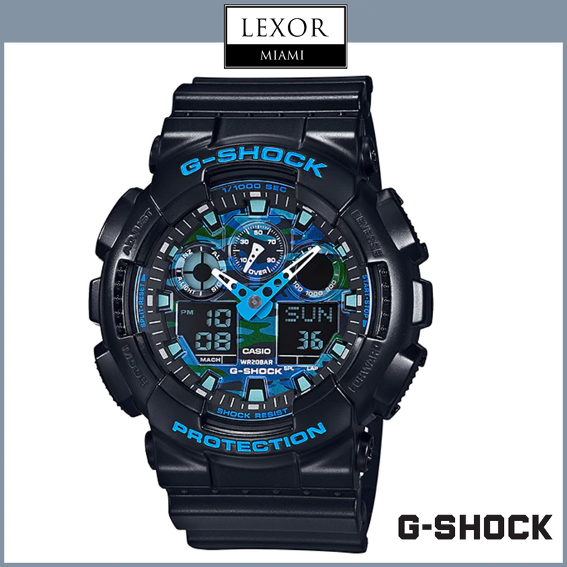 Reloj analógico digital G-Shock GA-100CB-1A con correa de resina azul marino para hombre
