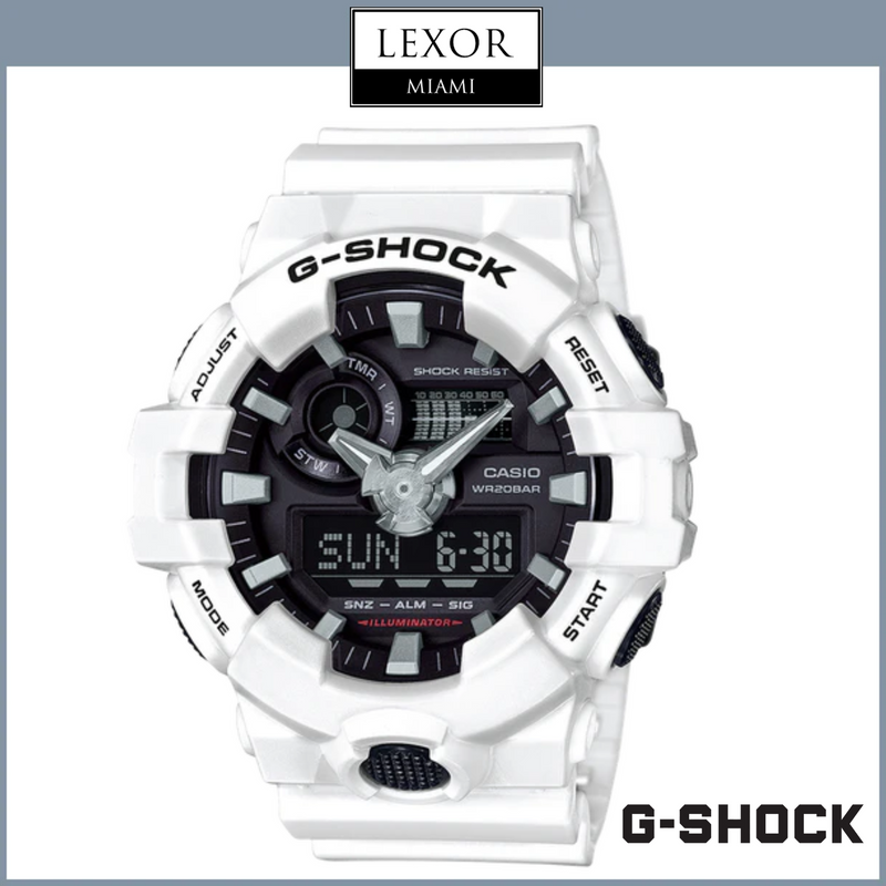 Relógios masculinos G-Shock GA-700-7A Digital Analógico Branco Resina Strap