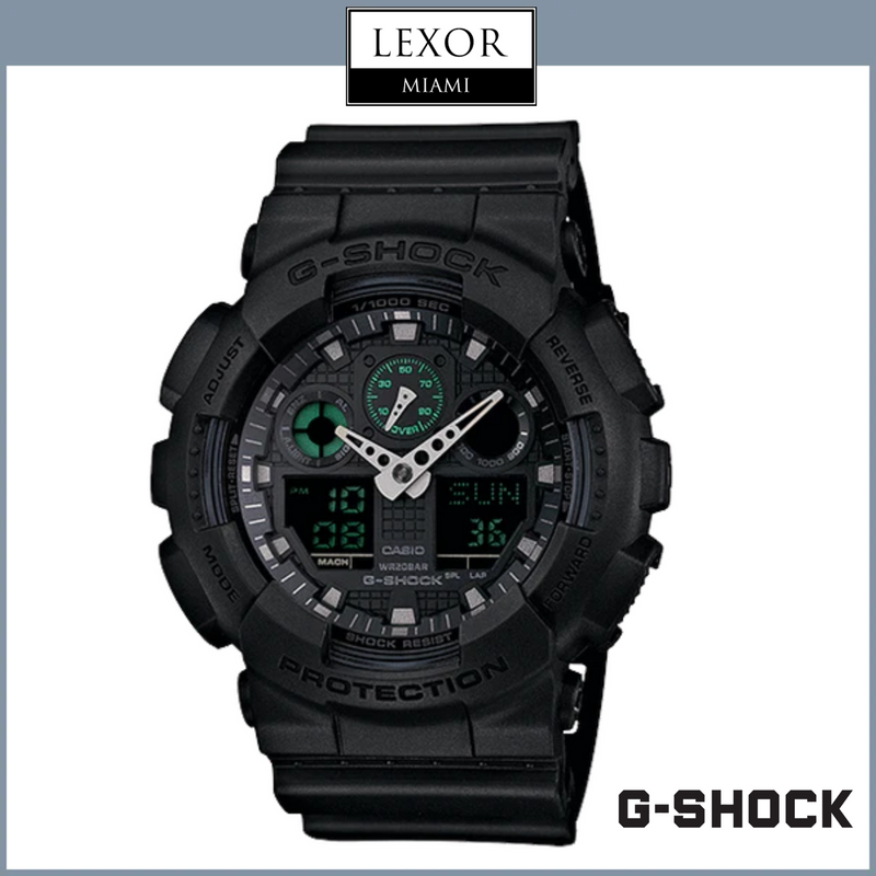 Relógios masculinos analógicos digitais G-Shock GA100MB-1A com pulseira de resina preta
