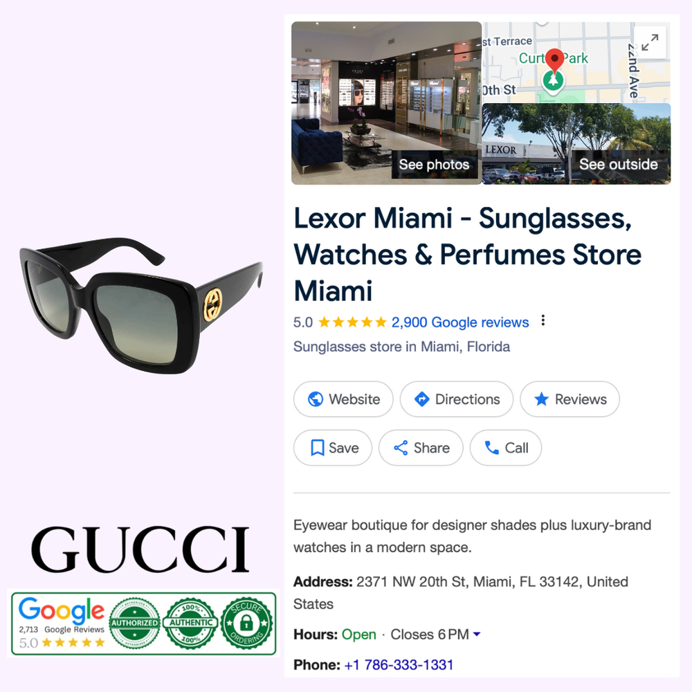 トップス GUCCI Gucci GG0141SN-001 Woman's Sunglasses – Lexor Miami