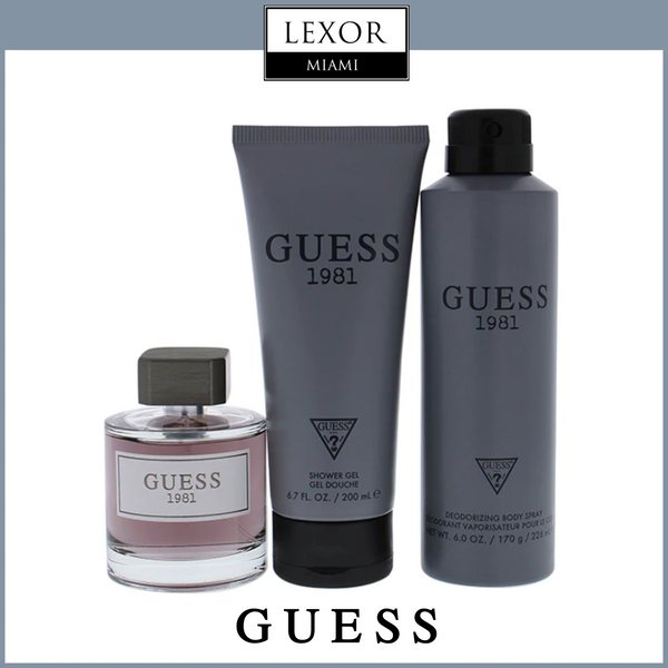 Guess 1981 3.4 EDT, 6.7 Deodorant Spray, 6.7 Shower Gel 3 pc Men Perfume Set