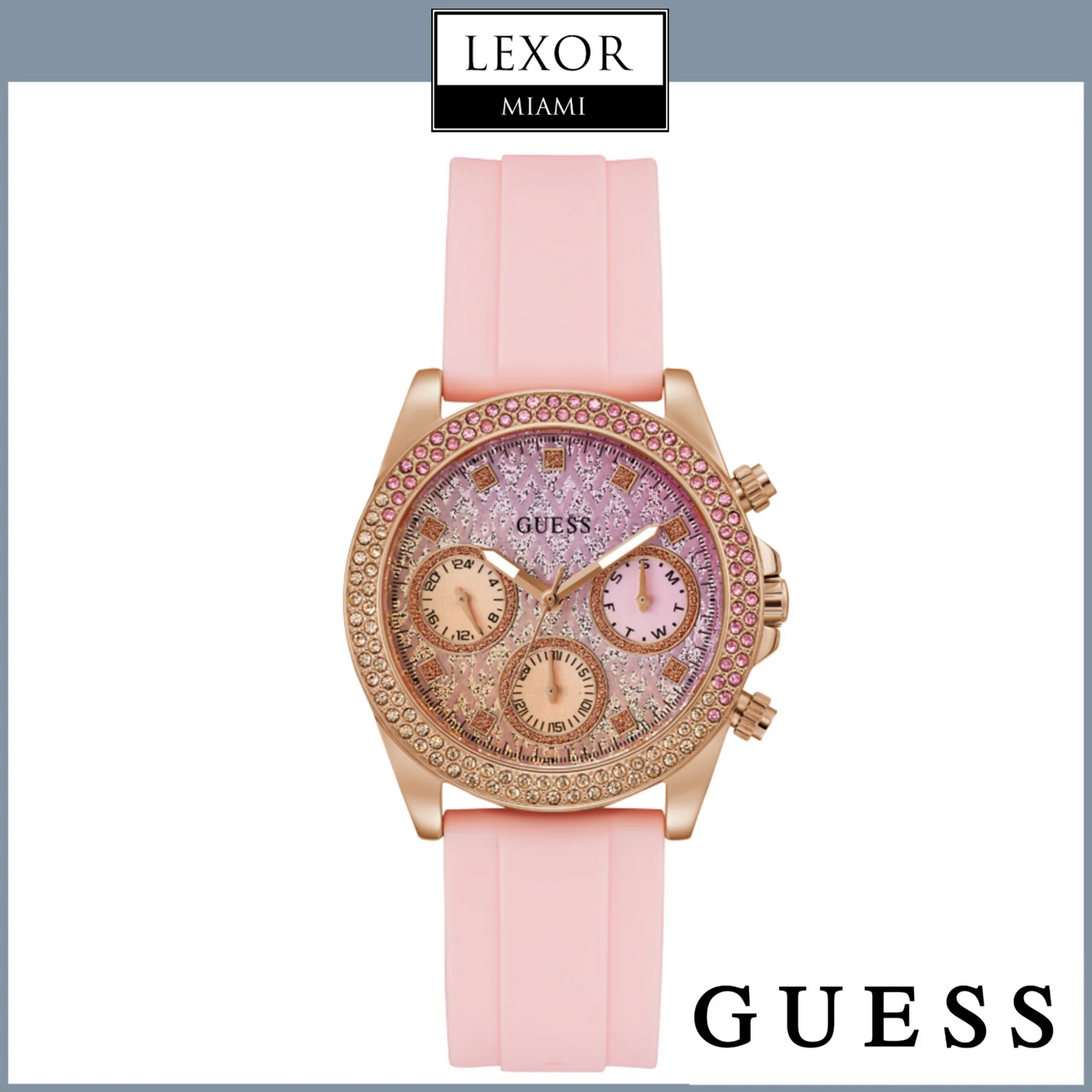 New GUESS SPARKLING PINK LIMITED EDITION 38MM PINK GENUINE LEATHER WATCH Guess W0032L9 - Sparkling Pink Watch • Watchard.com main image 3