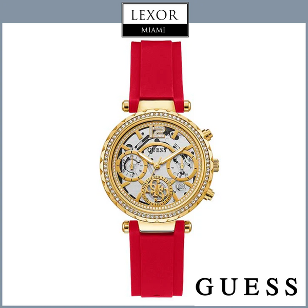 Guess GW0484L1 GOLD TONE CASE RED SILICONE WATCH