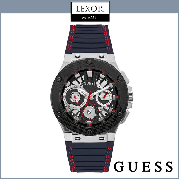 Guess GW0487G1 RELÓGIO DE SILICONE COM CAIXA EM TOM PRATEADO MARINHO 