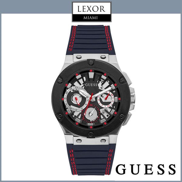 Guess GW0487G1 SILVER TONE CASE NAVY SILICONE WATCH