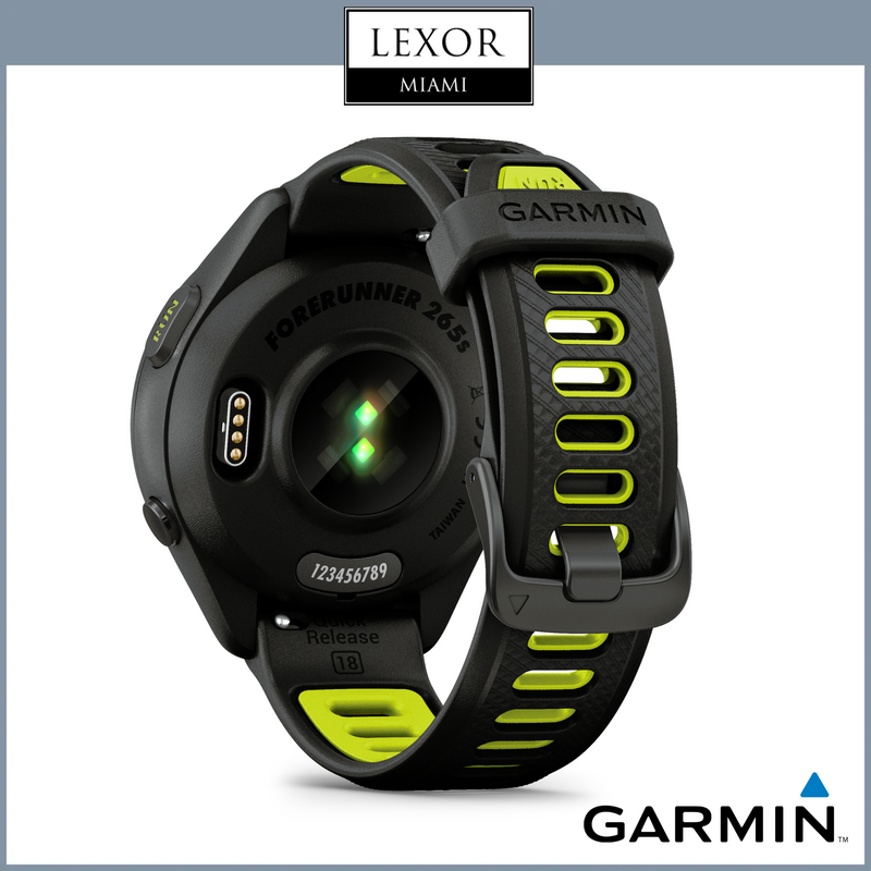 Garmin Forerunner 265S Black Bezel and Case with Black Amp Yellow Si Lexor Miami