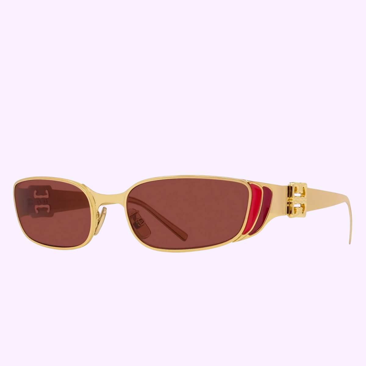 Givenchy Black Sunglasses with Red and Gold Accents Givenchy GV Day Rectangle Acetate Sunglasses | Neiman Marcus main image 4