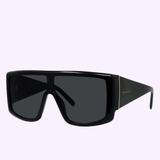 The Givenchy Sunglasses GV40126I 0001A Woman feature oversized black rectangular frames, dark lenses, wide arms with a subtle Givenchy logo, and a bold design in women's fashion mask trends.