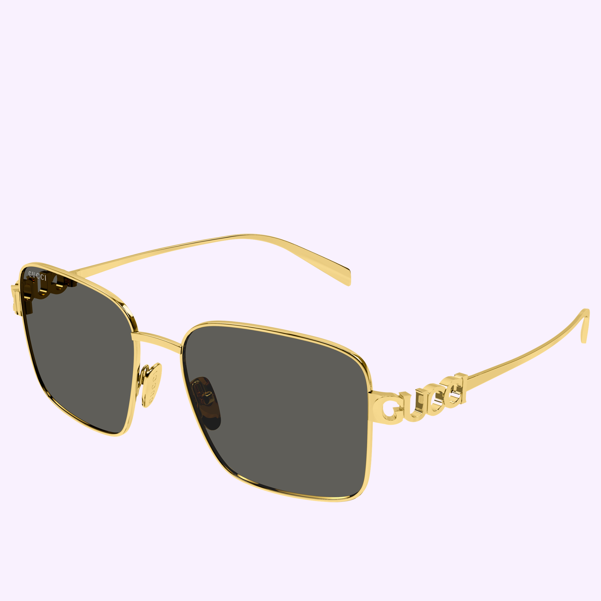 Gucci Sunglasses GG1937S-001 54 feature gold frames, square dark lenses, and 