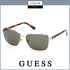 Guess Sunglasses GU00117 5932N UPC 889214493637 with gold frames and dark lenses are shown on a white background, featuring LEXOR MIAMI at the top and GUESS at the bottom to showcase this stylish eyewear.
